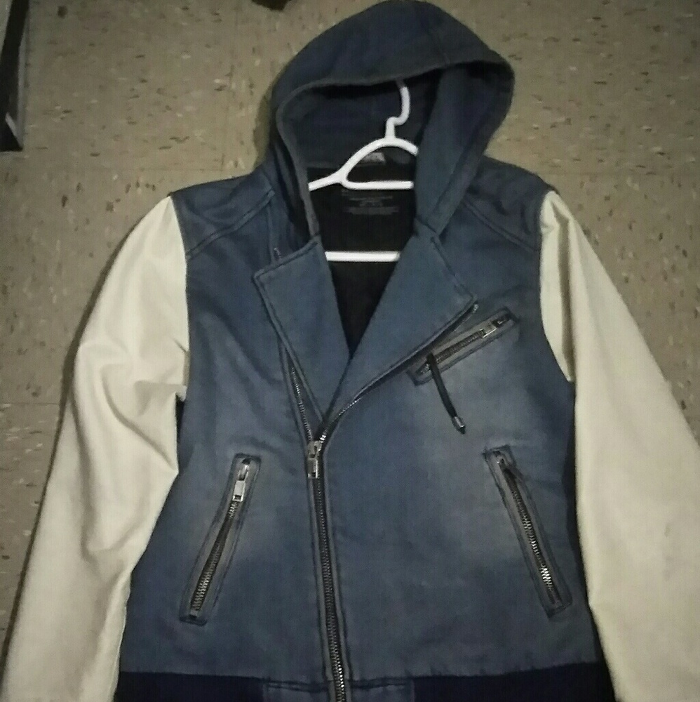 Zaraman Blue and white Varsity Hooded Jacket